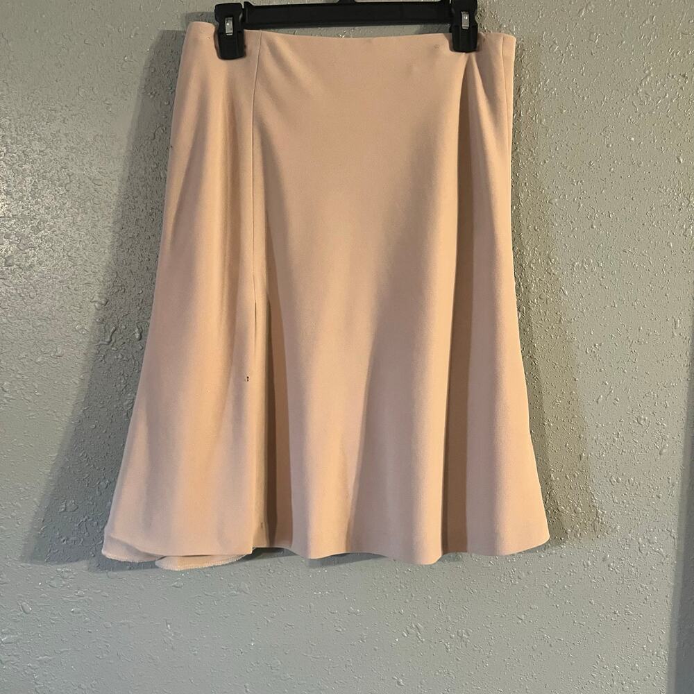 Vintage Georgio Armani Women's Beige Tulip Skirt Sz 12 100% Wool Fit and Flare